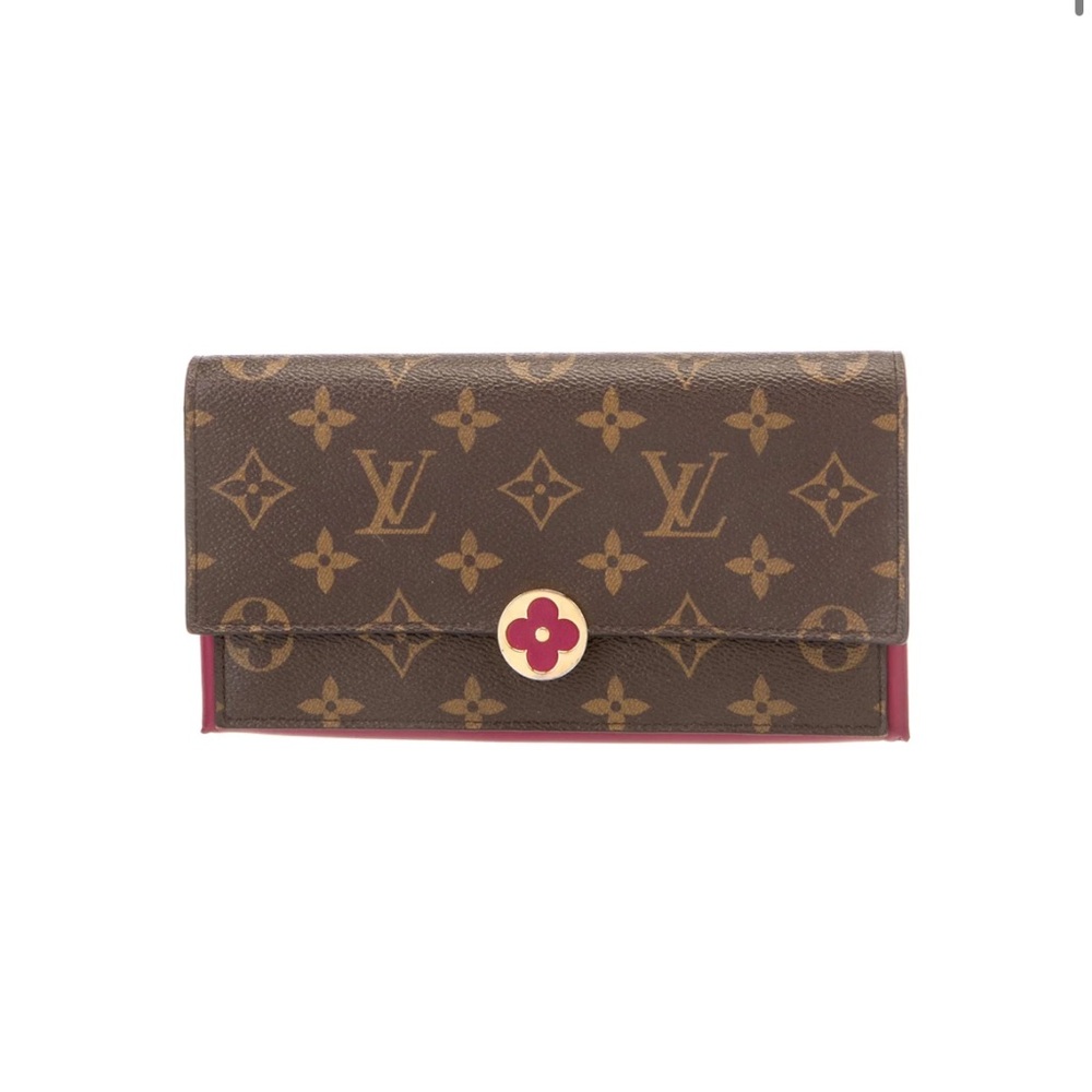 Louis Vuitton Brown Monogram Wallet with Flap Closure